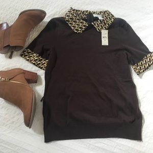 LOFT Collared Chiffon & Sweater - M